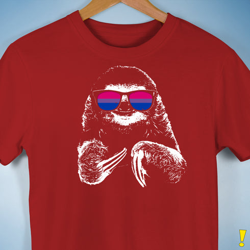 Pride Sloth Bisexual Flag Sunglasses Premium Unisex T-Shirt - Red